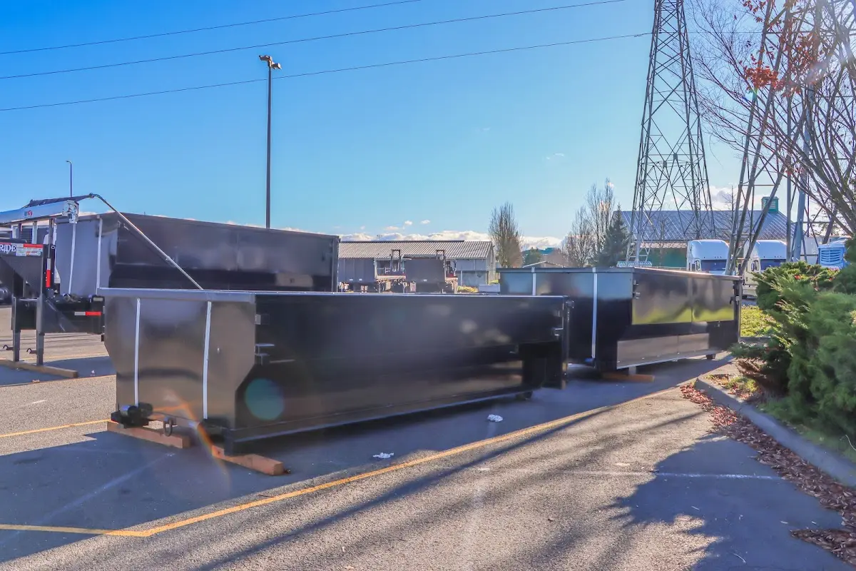 Roll-off dumpster ready for waste disposal at job site for Concrete Dumpster Rental in New Carlisle